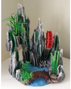 Aquarium Ornament - Rocks Ornament with Air Powered Wheel