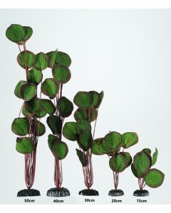 Silk Plant Aquarium Ornament in Various Sizes (Green + Red Round)
