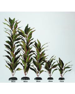 Silk Plant Aquarium Ornament in Various Sizes (Green + Red)