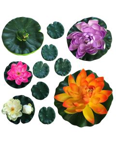 Artifical Pond Lily Lilly Floating Pond Decoration Lillie Plant With Frog Mixed Pack